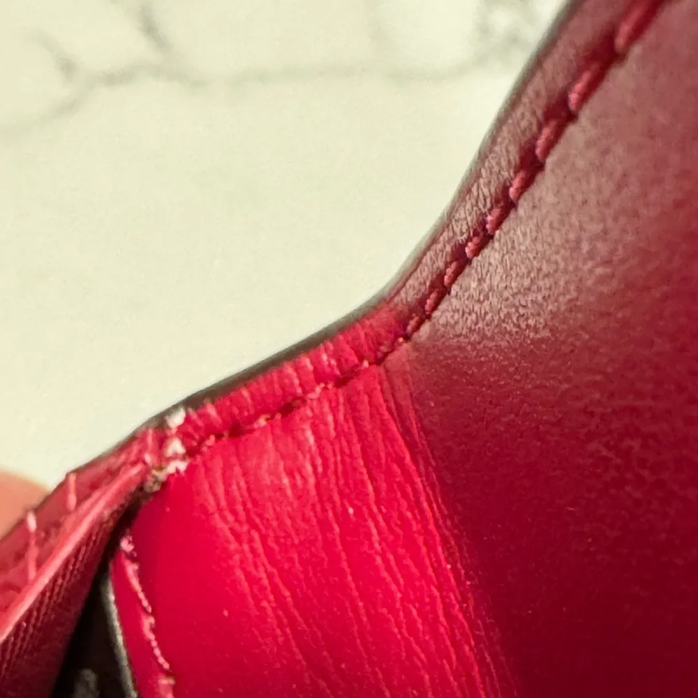 Coach Cherry Red and Gold Soft Leather Trifold